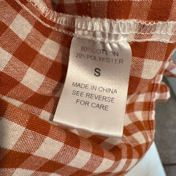 Haptics by Holly Harper Gingham Top Rust Autumn Smocking Adorable Size Small - Picture 5 of 9